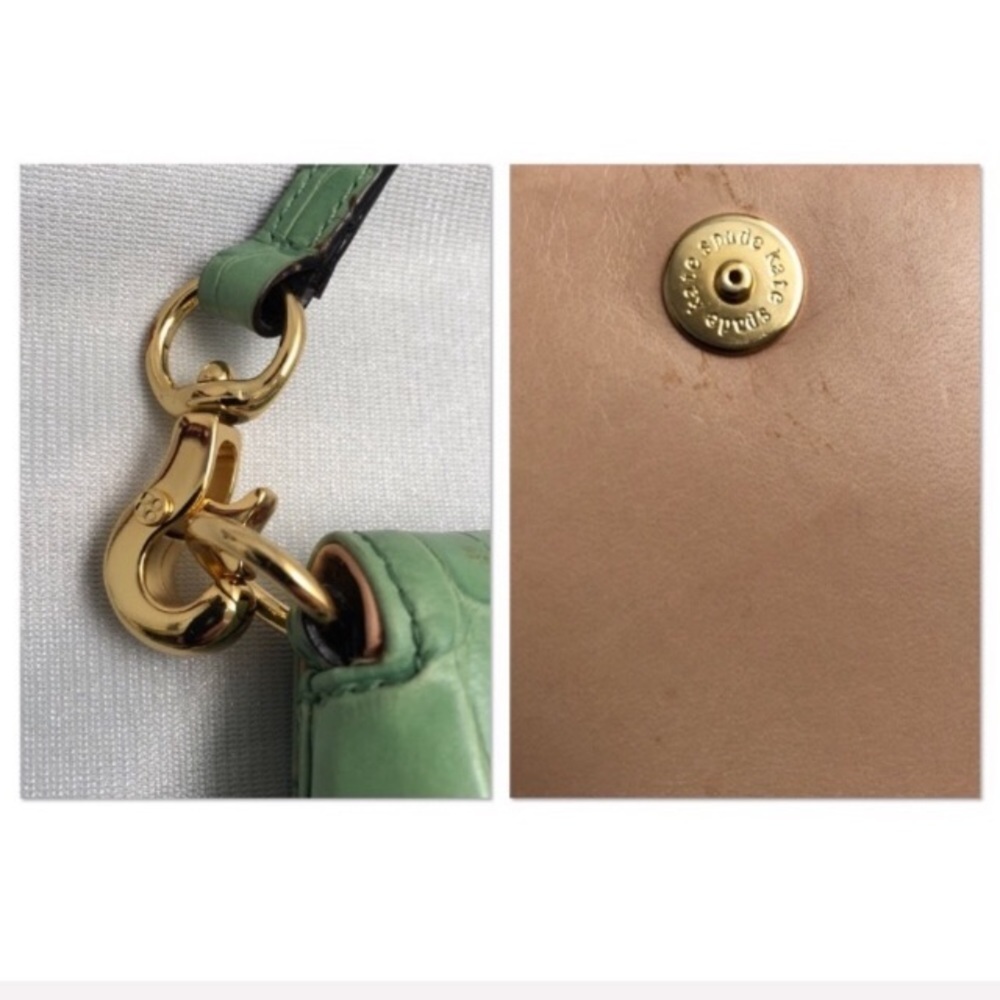 Kate Spade green apple faux croc clutch wristlet - Picture 8 of 8